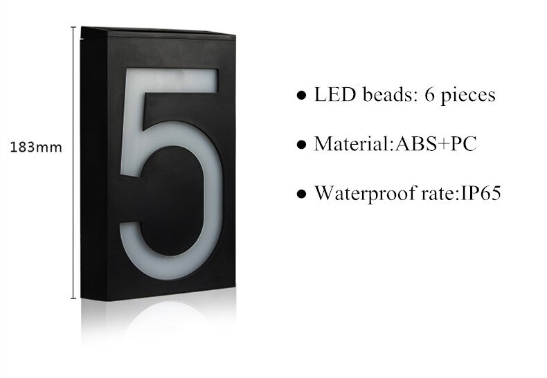Luminous House Number Solar Energy Outdoor Wall Lamp